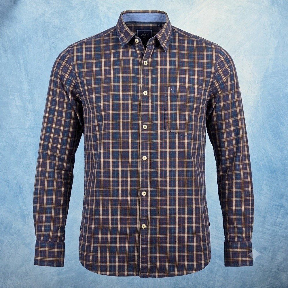 Parx Mens Slim‎ Fit Blue Plaid Long Sleeve Button Down Cotton Shirt XMSS10197-07